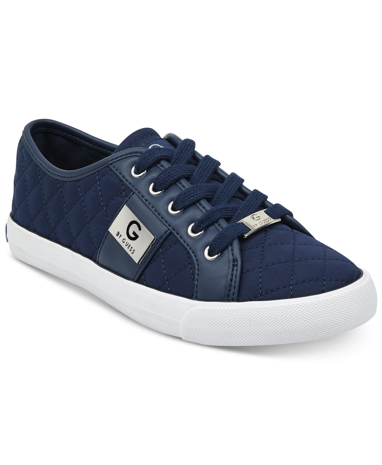 G by Guess Women s Backer3 Lace Up Leather Quilted Pattern Sneakers Shoes Blue 7 Walmart