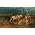 thumbnail image 2 of Adolf Schreyer 14x11 Black Ornate Wood Framed Double Matted Museum Art Print Titled: Wallachian Packhorses at the Ford, 2 of 5