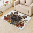 thumbnail image 1 of Bulldog Carpet,4x5 Area Rug, Non Slip Low Pile Soft Machine Washable, Dog Lover Area Rugs, Dog Flowers Rugs for Bedroom Living Room Rug 17&-135, 1 of 7