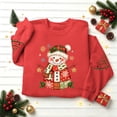 thumbnail image 4 of Women's Christmas Snowman Print Sweatshirt, X-mas Party Holiday Crewneck Long Sleeve Fleece Lined Relaxed Tops, S-XXL, 4 of 6