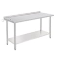 thumbnail image 1 of 60x24x35 Inch NSF Stainless Steel Prep Table - Adjustable Undershelf, Heavy Duty, Removable Waste Rack, Tool Hooks, Straight Edge, Without Casters, 1 of 6