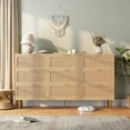 thumbnail image 3 of IDEALHOUSE Dressers 9 Drawer Tall Rattan Chest, Modern Deep Storage Cabinet with Wide Top, Long Wooden Organizer for Bedroom, Living Room, Hallway, Natural, 3 of 8