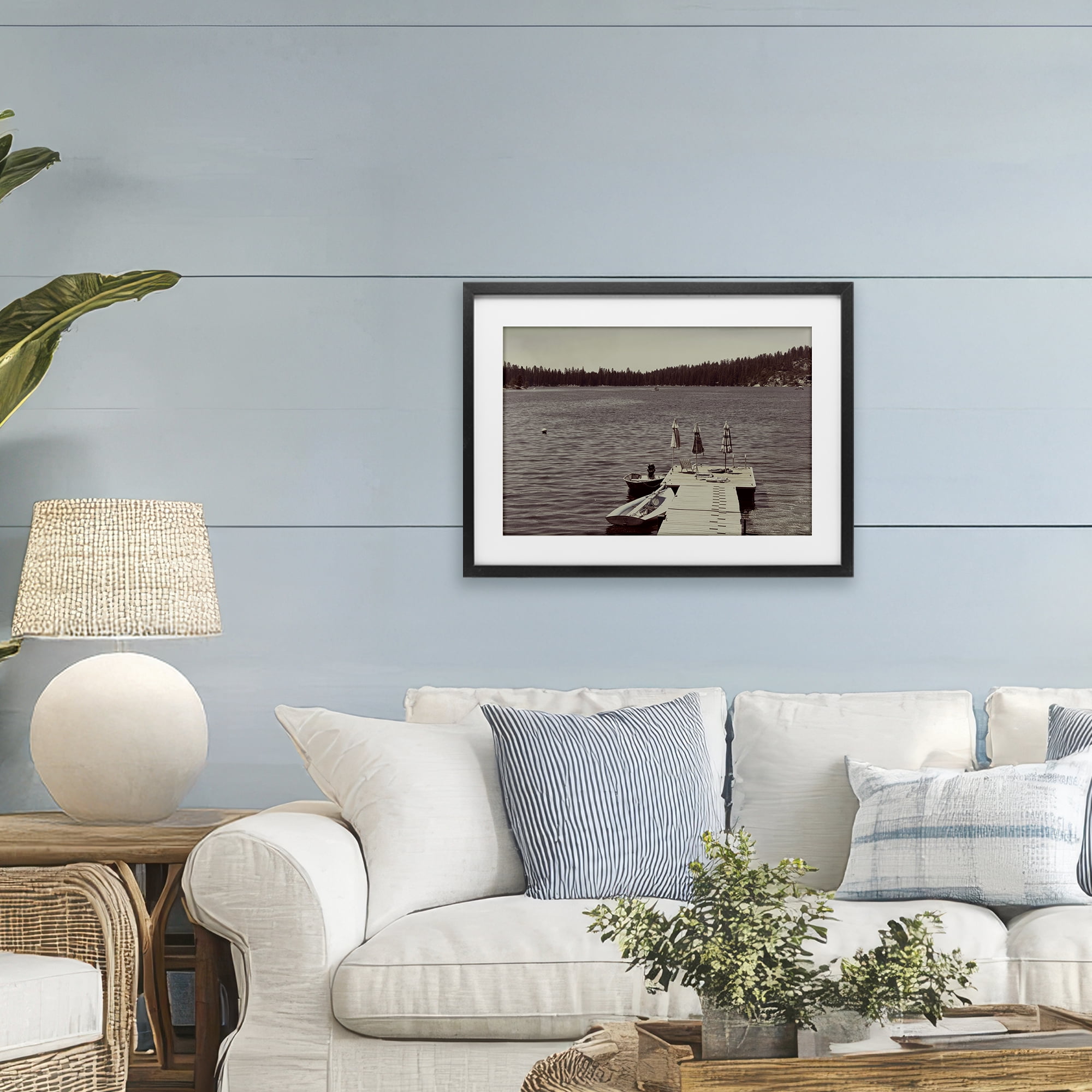 Stupell Industries Vintage Lake Life Dock Black Framed Print Under Glass, design by Gemma Bardot