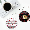 thumbnail image 4 of Honeii Hearts And Lines1 print Leather Coaster Set of 4, ideal for safeguarding your furniture from drinks spills and effortless cleanup-Round Shape, 4 of 6