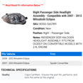 thumbnail image 2 of Right Passenger Side Headlight Assembly - Compatible with 2007 - 2012 Mitsubishi Eclipse 2008 2009 2010 2011, 2 of 2
