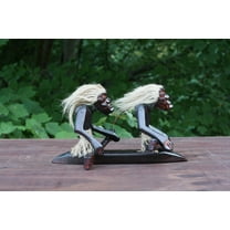 Handmade Wooden Primitive Tribal Tandem Kayaking Figurine Statue Canoe Funny Sculpture Tiki Bar Handcrafted Unique Gift Decor Accent Figurine Hand Carved