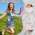 thumbnail image 5 of ZIATUBLE4S Blue Flower Patchwork Print Girls Summer Casual Playsuit Flutter Sleeves Short Jumpsuit Button Round Neck Kids Romper Elastic Waist Relaxed Fit Comfort Outfit with Pockets for 7-8 Y, 5 of 6