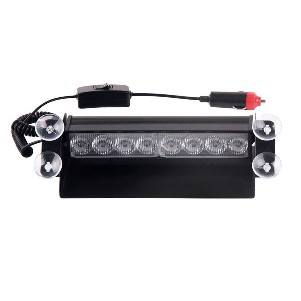 DC 12V Auto Car 8 LED Red & Blue Car Strobe Flash Light Dash Emergency