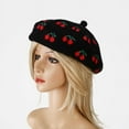 thumbnail image 3 of Women French Style Beret Cherry Beret Hats Winter Hats Artist Cap Dress Winter Women Beanie Hats, 3 of 8