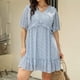 thumbnail image 1 of Puntoco Vestido De Manga Corta Con Cuello En V, Mujer Verano Estampado Talla Grande Suelto Azul Claro Xxxxl, 1 of 9