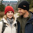 thumbnail image 3 of EINSKEY Knit Cuffed Lined Beanie, 2-Pack Skull Cap Beanie Stocking Hats For Men Women Fall Winter - Black Red, 3 of 8