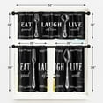 thumbnail image 5 of Black White Kitchen Curtains Farmhouse Window Curtains Valance and Tier Set 36 Inch, Eat Good Laugh Often Live Well Rod Pocket Short Tier Curtain, Abstract Small Curtains for Kitchen Decor, 5 of 6