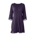 thumbnail image 7 of yillto Womens Lace Nightgown 3/4 Sleeve Sleepwear Nightshirts V Neck Comfy Nightdress Nightgowns, 7 of 7