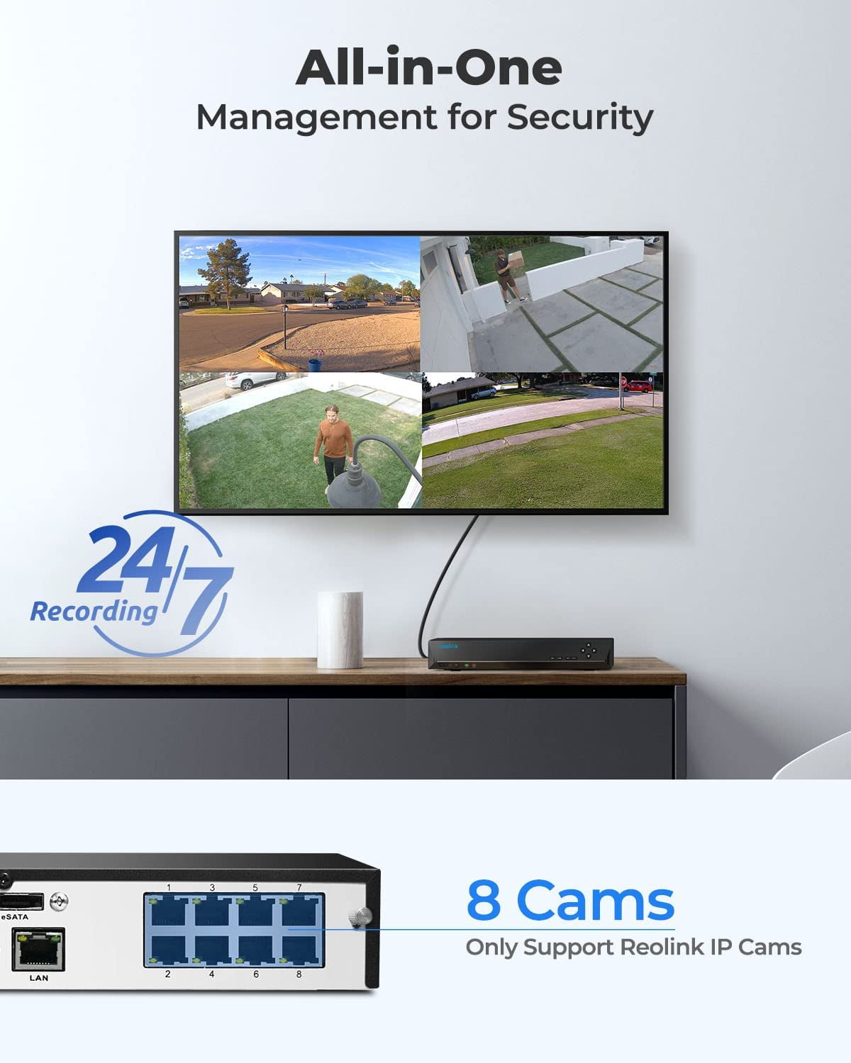 Reolink 4K 8CH Video Surveillance Home Security PoE NVR with 2TB