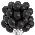 thumbnail image 1 of Nvzi Globos mate de 10 pulgadas, 60 globos de látex para fiestas, aptos para helio, ideales para cumpleaños, graduaciones, baby showers, béisbol, bodas y otras ocasiones. Color negro., 1 of 4