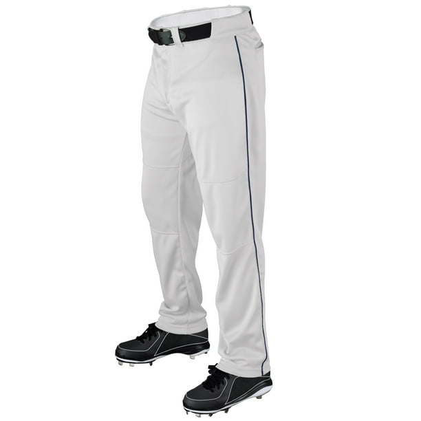 wilson men's classic relaxed fit piped baseball pant, white/navy, xx