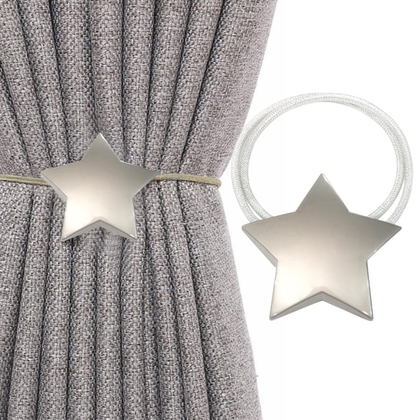 Amarres metálicos para cortinas - sujetadores magnéticos ajustables para cortinas finas o gruesas, sujetos de aleación de 40 cm, oro y plata, 1 pieza