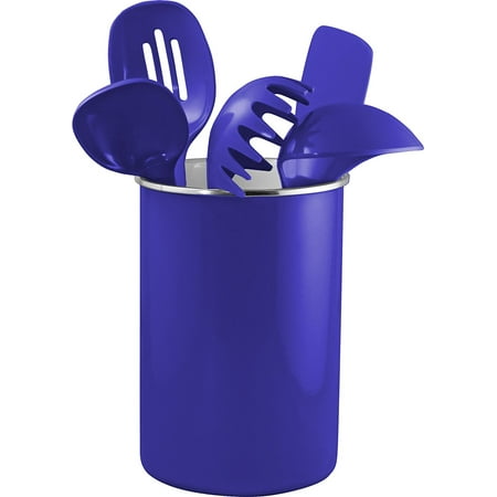 

Calypso Basics by Reston Lloyd Enamel on Steel Utensil Holder and 5 Piece Utensil Set (Indigo)