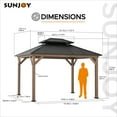 thumbnail image 4 of SUNJOY 10 x 12 ft. Wood Gazebo, Outdoor Patio Steel Hardtop Gazebo, Cedar Framed Wooden Gazebo with 2-Tier Metal Roof, Suitable for Patios, Lawn and Backyard, Dark Brown Roof + Dark Wood Frame, 4 of 14