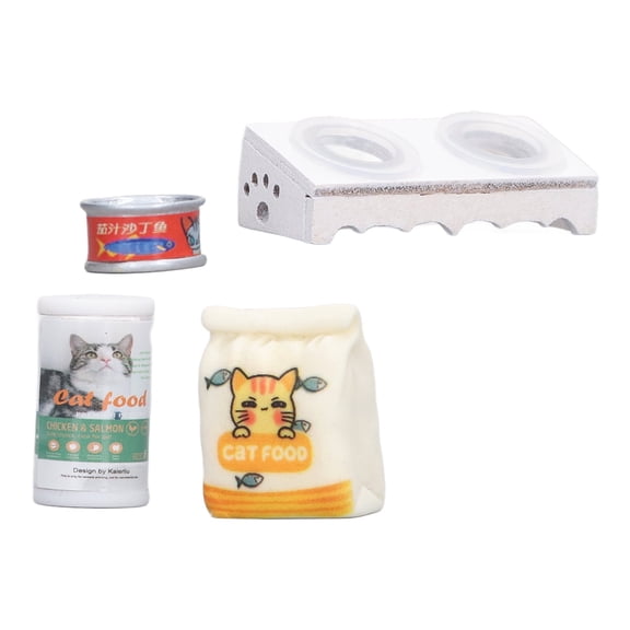 Miniature Dolls Houses Cat Food Bowl Lifelike 1:12 Dollhouse Pet Treat Bowl Set for Garden Kitchen Miniature Pet Store Grocery Shop Accessory A