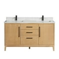 thumbnail image 2 of Gara 60M" Double Bath Vanity in Washed Ash Grey with White Grain Composite Stone, 2 of 16