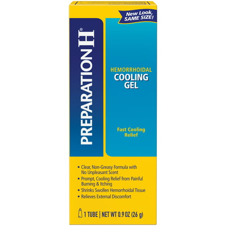 Preparation H Hemorrhoid Symptom Treatment Cooling Gel, Fast Discomfort Relief with Vitamin E and Aloe, Tube (0.9