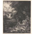 thumbnail image 2 of Rembrandt van Rijn 15x17 Black Ornate Wood Framed Double Matted Museum Art Print Titled - The Angel Appearing to the Shepherds (1634), 2 of 5