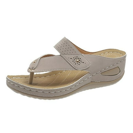 

Wedge Flip Flops Women Platform Sandals Non-Slip Beach Shoes Slip On Toe Post Slippers Heel Walking Thong Sandals Ladies Summer Shoes for Indoor and Outdoor