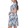 thumbnail image 2 of Balery Blue Paisley Vestidos sueltos de manga corta para mujer, vestidos de verano 2025, vestidos casuales de corte A con vuelo., 2 of 6