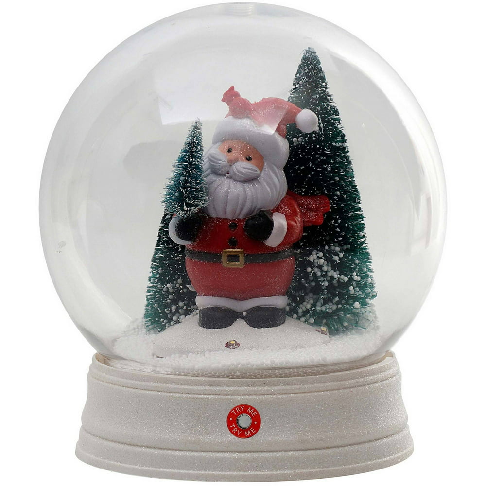 Holiday Time Animated Snow Globe with Santa
