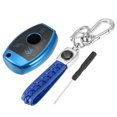 thumbnail image 1 of Unique Bargains Vehicle Key Fob Cover 3 Button Remote Key Fob Case with Keychain Blue for Mercedes Benz C E S M CLS CLK G, 1 of 7