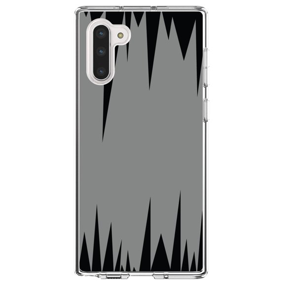 DistinctInk Clear Shockproof Hybrid Case for Samsung Galaxy Note 10 (6.3" Screen) - TPU Bumper, Acrylic Back, Tempered Glass Screen Protector - Grey Black Spikes