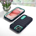 thumbnail image 5 of AUshell for iPhone 15 Case (6.1" 2023) with Foldable Kickstand, Anti-slip Tri-layer Rugged PC Frame/Back Silicone Shell Heavy Duty Protective Military-grade Shockproof Shell, Darkblue/Mint, 5 of 8