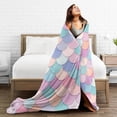 thumbnail image 4 of LNWH Colorful Fish Scale Art Pattern Throw Blanket, Fluffy Soft Cozy Bed Flange Plush Blankets, 80"x60", 4 of 8