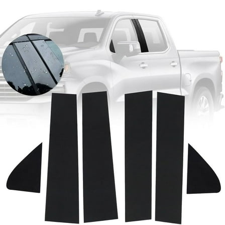 6pcs Glossy Black Pillar Post Window Cover Trim For 2019-2024 Chevy Silverado 1500