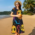 thumbnail image 4 of Haiem Playful Ghosts Night Sky Pattern Women's Short-Sleeve Scoop Neck Swing Dress, 4 of 6