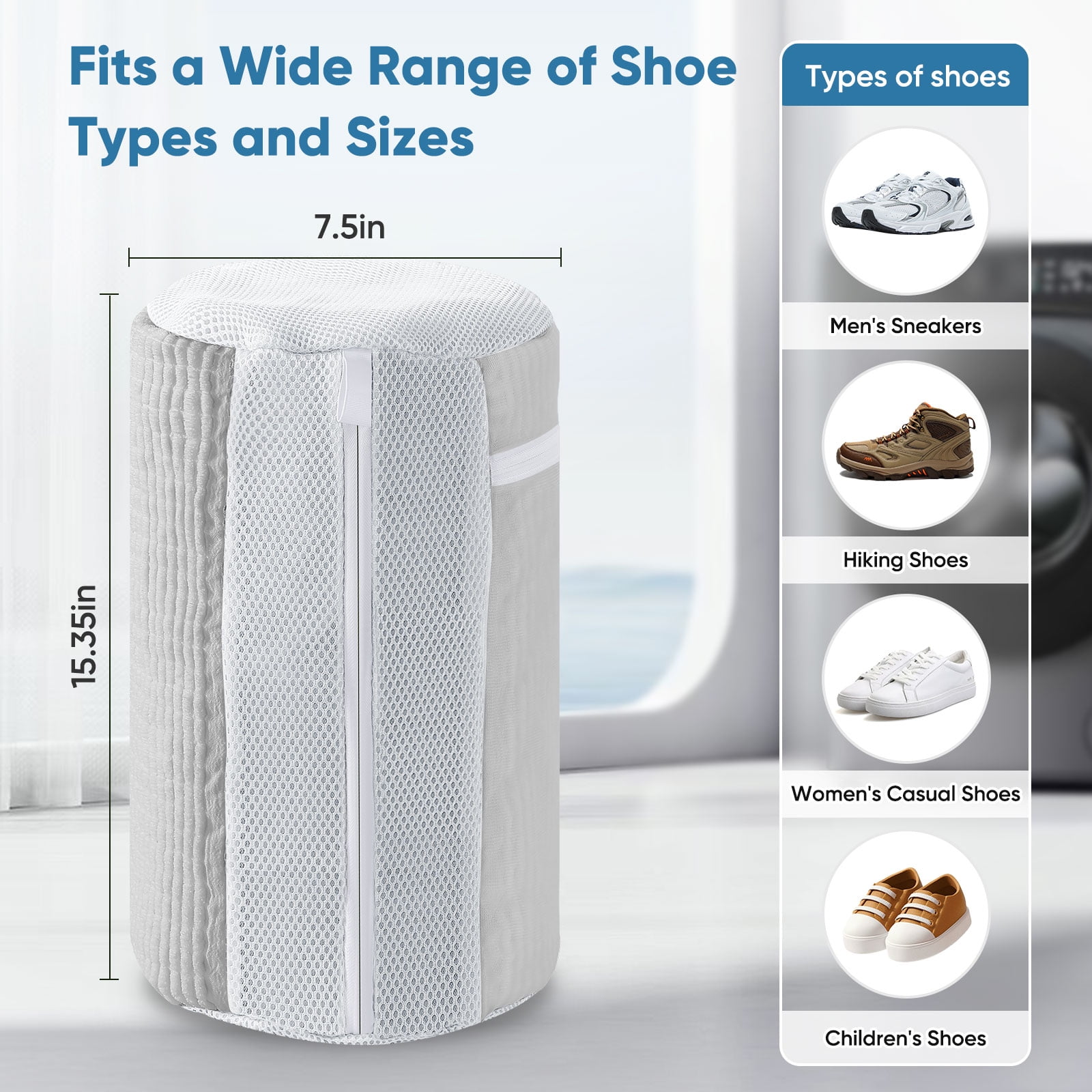 Avoalre Shoe Washing Bag for Washing Machine, Deep Cleaning Laundry Shoe Bag with Shoe Tree, Durable & Reusable for Various Shoes