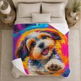 thumbnail image 5 of Colorful Yorkshire Terrier Pop Art Dog Portrait, Playful Pet Portrait Pattern, Warm Flannel Blanket for Living Room and Bedroom, Dog Lovers Just Because Gift, Pet Lover Home Decor, 5 of 9