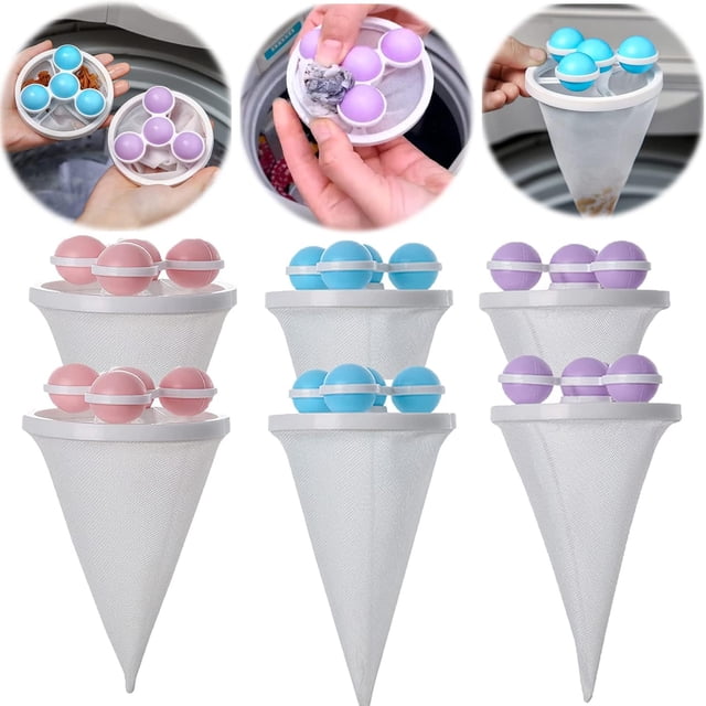 Floating Hair Filtering Mesh Removal, Washing Machine Float Filter Bag, Reusable Hair Filter Net Pouch, Pet Hair Remover Laundry Filter, Lint Catcher for Laundry(6pcs-D)