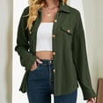 thumbnail image 3 of Women Shirt Jacket Turn Down Collar Single Breasted with Fake Pockets Oversized Jacket Shirt OD Green XXL, 3 of 7