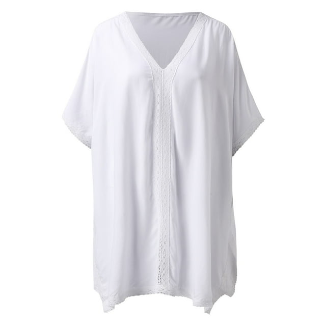 2025 Dames Été Patchwork Fleur Maillots de Bain pour Femmes Couvre-Maillots Robe Bordure Soleil Plage Bikini Transparent Couvre-Maillots pour Femmes Blouse Jupe de Plage Grande Robe Couvre-Maillot Formel Taille Maillot de Bain