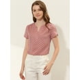 thumbnail image 2 of DARING DIVA V Neck Dots Printed Work Office Blouse Top S Pink, 2 of 4