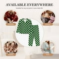 thumbnail image 7 of Pofeuu Green Argyle Plaid Print Womens Pajamas Set Long Sleeve Sleepwear Button Down Nightwear Soft Pj Lounge Sets Button Down Pajamas Women-X-Large, 7 of 7