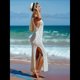 thumbnail image 5 of Vestido de Crochet para Mujer, Sin Mangas, de , con Abertura Albaricoque Talla Única, 5 of 10