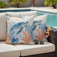 thumbnail image 4 of Sea Corals Turtle Outdoor Pillow Covers Pack of 2 Summer Beach Sea Stars Linen Texture Waterproof Throw Pillow Covers Decorative Cushion Cases for Patio Garden Tent Balcony Couch 26x26 inch, 4 of 9