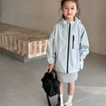 thumbnail image 4 of Glisme Girls Windbreaker Jacket With Hood Water Casual Windproof Raincoat Blue Lightweight Outerwear Size 18-24 Months, 4 of 5
