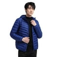 thumbnail image 2 of JTieacloth Warm Winter Coats Large Men's Solid Color Hooded Jacket Men's Slim Fit Warm Jacket Blue, 2 of 5