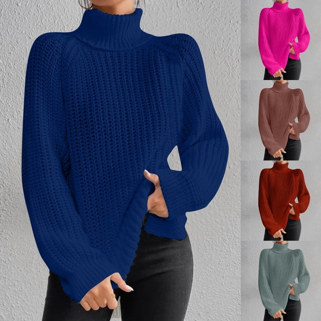 Meichang Chandails à Col Roulé pour Femmes, Tricot Ample, Manches Longues, Automne