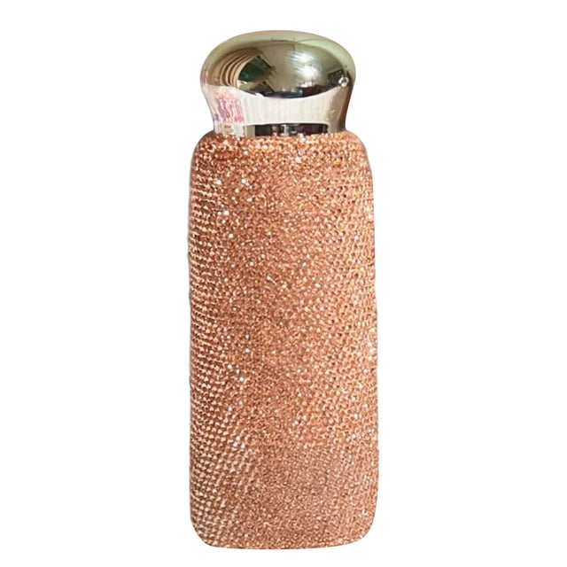 Minibotella térmica de acero inoxidable con diamantes de imitación, portátil, brillante, para viaje, regalo de lujo para mujer