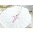 thumbnail image 4 of Colorful Cross of Faith Inlaid Pink Shell .925 Sterling Silver Necklace, 4 of 8